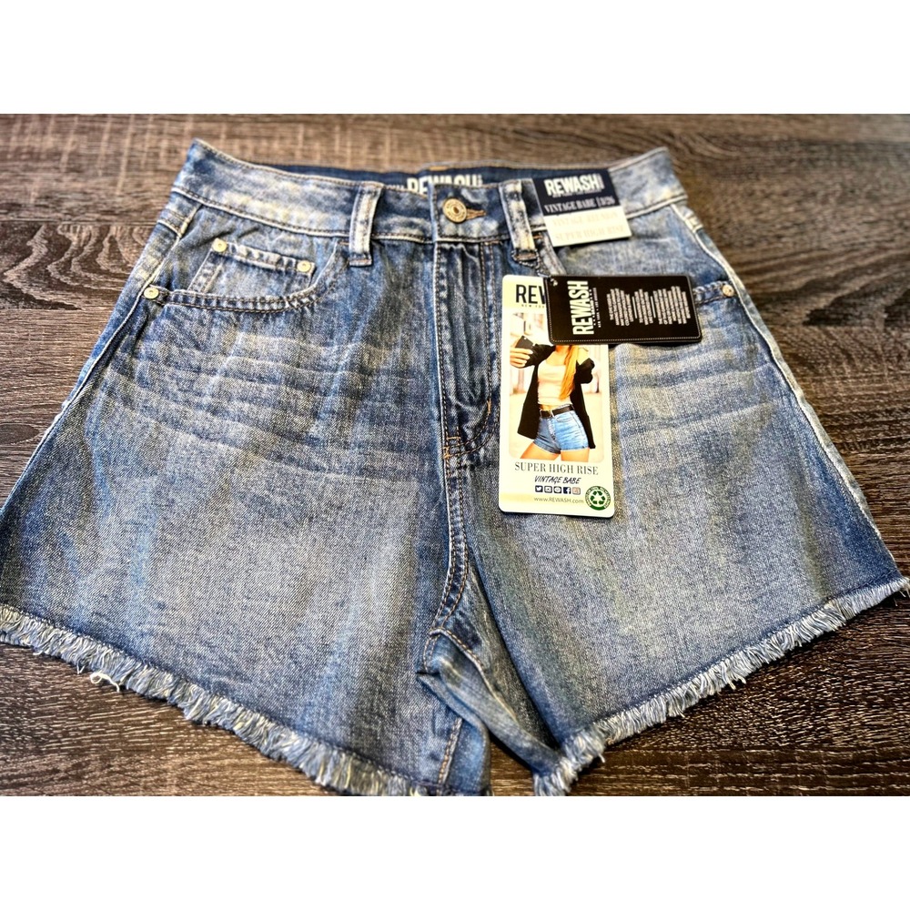 REWASH Vintage Babe‎ High Rise Denim Cut-Off Shorts Frayed Hem Size 3/26